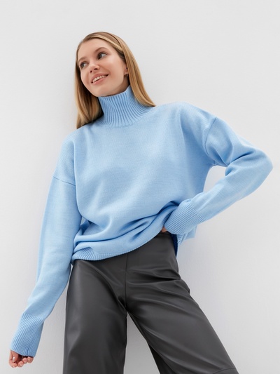 Джемпер женский вязаный MINAKU: Knitwear collection, голубой, размер 46-48