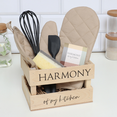 Набор подарочный "Harmony" варежка-прихватка,прихватка, кух.лопатка,венчик,губка
