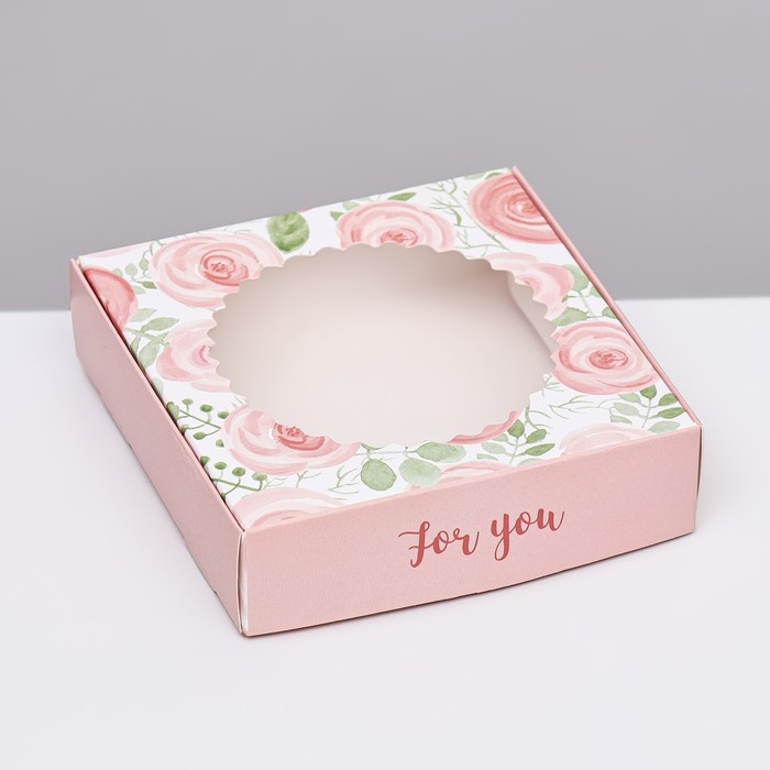 Коробка сборная с окном, For you, 11.5×11.5×3 см - Фото 1