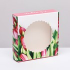Коробка сборная с окном, «Тюльпаны», 11.5×11.5×3 см - Фото 2