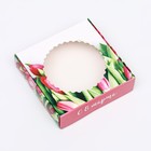 Коробка сборная с окном, «Тюльпаны», 11.5×11.5×3 см - Фото 1