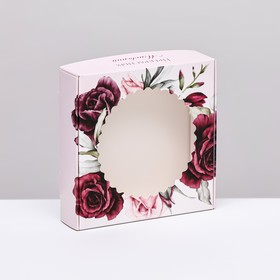 Коробка сборная с окном, 'Розы', 11,5 х 11,5 х 3 см