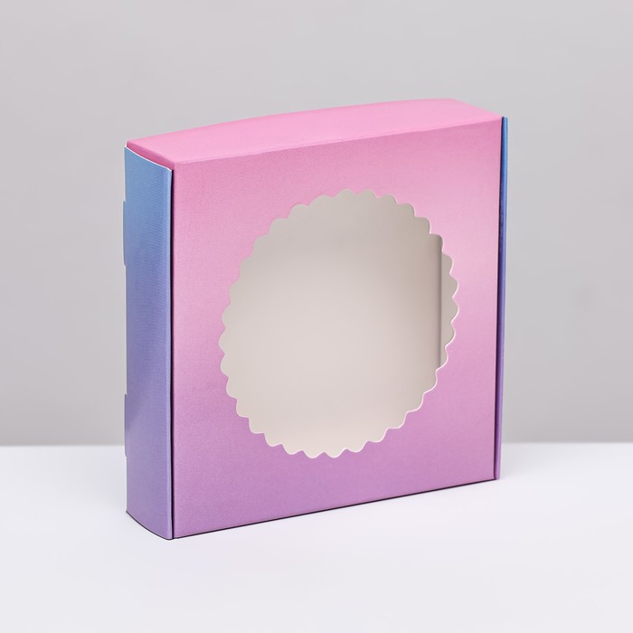 Коробка сборная с окном, "Розовая-голубая", 11,5 х 11,5 х 3 см - Фото 1
