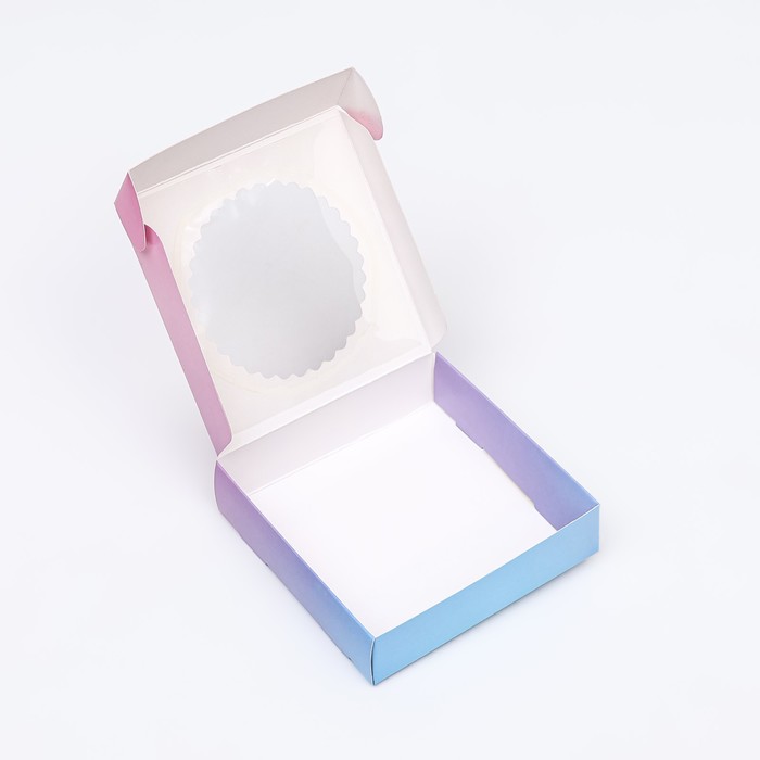 Коробка сборная с окном, "Розовая-голубая", 11,5 х 11,5 х 3 см