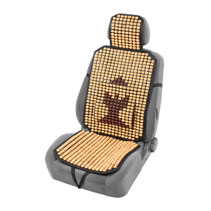 Накидка-массажёр на сиденье, 126×43 см, с поясничной опорой, бежевый - Фото 1