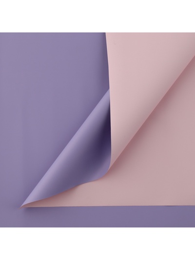 Плёнка для цветов упаковочная пудровая двухсторонняя «Лаванда + нежно-розовый», 50 мкм, 0.5×8 м