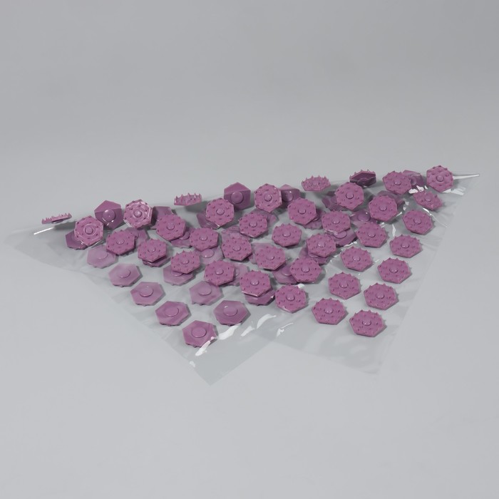 Ипликатор-коврик, основа ПВХ, 70 модулей, 32 × 26 см, цвет прозрачный/фиолетовый - фото 1908011079