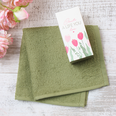 Полотенце махровое «Этель. Тюльпаны», 30×30 см, 100% хлопок, зелёное