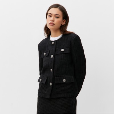 Жакет женский твидовый MIST, размер 46, чёрный