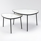 Комплект из 2х столиков LAKSI РУТА, 445(565)x600(760)x400(460),черный матовый/сабия - фото 320962022