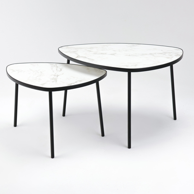 Комплект из 2х столиков LAKSI РУТА, 445(565)x600(760)x400(460),черный матовый/сабия