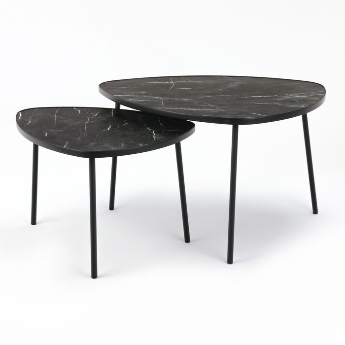 Комплект из 2х столиков LAKSI РУТА, 445(565)x600(760)x400(460),черный матовый/каратель