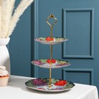 УЦЕНКА Блюдо 3 яруса «Роспись» 15/17,8/22.8 см - Фото 1