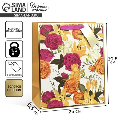 Пакет подарочный с шильдиком, упаковка, «На радость тебе», 30.5×25×12.5 см