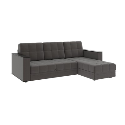 Диван угловой «Атлант», c подлокотниками, спальное место 1400×1970 мм, велюр, цвет шоколад neo 10/тёмно - коричневый