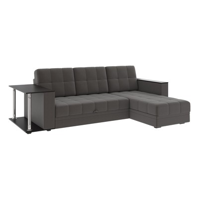 Диван угловой «Атлант», c подлокотниками, с столиком, спальное место 1400×1970 мм, велюр, цвет шоколад neo 10/тёмно - коричневый