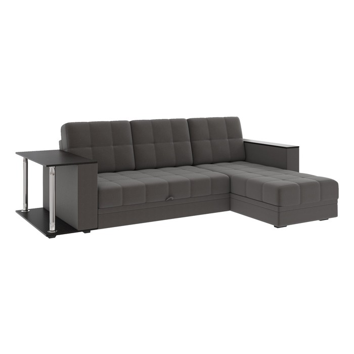 Диван угловой «Атлант», c подлокотниками, с столиком, спальное место 1400×1970 мм, велюр, цвет шоколад neo 10/тёмно - коричневый - Фото 1