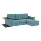 Диван угловой "Атлант" со столиком ЛДСП, велюр, Neo 22 циан, бирюзовый С/М 1400х1970 - Фото 1