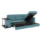 Диван угловой "Атлант" со столиком ЛДСП, велюр, Neo 22 циан, бирюзовый С/М 1400х1970 - Фото 2