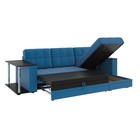 Диван угловой «Атлант», c подлокотниками, с столиком, спальное место 1400×1970 мм, велюр, цвет сапфир neo 27/синий - Фото 2