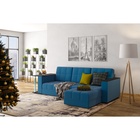 Диван угловой «Атлант», c подлокотниками, с столиком, спальное место 1400×1970 мм, велюр, цвет сапфир neo 27/синий - Фото 7