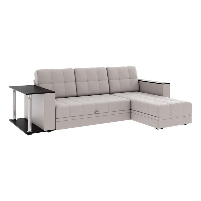 Диван угловой «Атлант», c подлокотниками, с столиком, спальное место 1400×1970 мм, велюр, цвет бежевый neo 4 - Фото 1