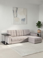 Диван угловой «Атлант», c подлокотниками, с столиком, спальное место 1400×1970 мм, велюр, цвет бежевый neo 4 - Фото 4