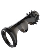 Насадка на пенис с усиками массажная, рельефная, силикон, черный - Фото 1