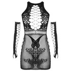 Эротическое белье крупная сетка на груди и бедрах, с рукавами OS, черный - Фото 1