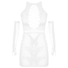 Эротическое белье крупная сетка на груди и бедрах, с рукавами OS, белый - Фото 1