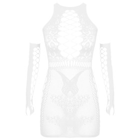 Эротическое белье крупная сетка на груди и бедрах, с рукавами OS, белый  (артикул 9922218)  большой выбор товаров оптом и в розницу по низким ценам с доставкой