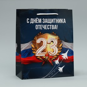 Пакет подарочный ламинированный, упаковка, «С 23 февраля», ML 21 х 25 х 8 см