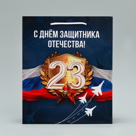 Пакет подарочный ламинированный, упаковка, «С 23 февраля», ML 21 х 25 х 8 см (комплект 2 шт)