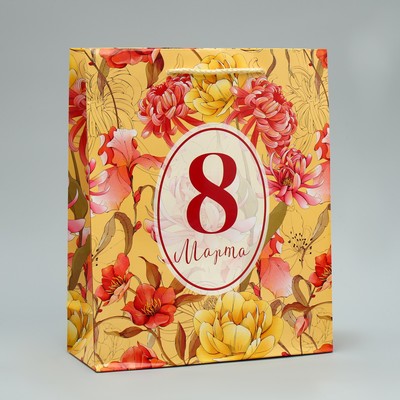 Пакет подарочный ламинированный, упаковка, «8 марта», ML 21×25×8 см