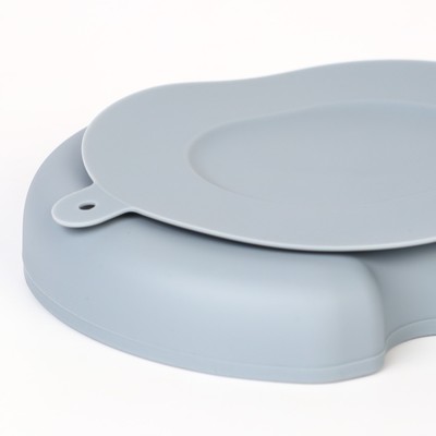 Тарелка детская 2 секции M&B «Слоник», 16×19.8×3, силикон, серый