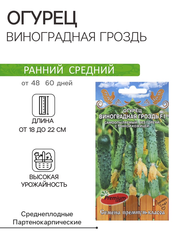 Семена Огурец Виноградная гроздь F1 5 шт. - Фото 1