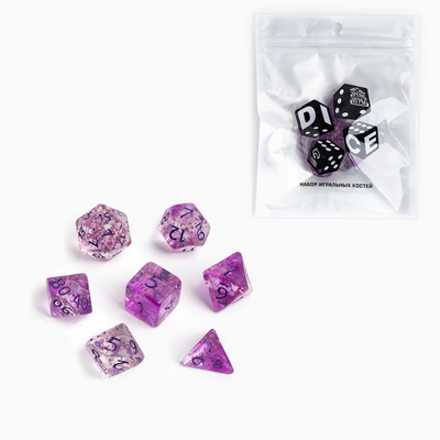 Набор кубиков для D&D (Dungeons and Dragons, ДнД) "Время игры", серия: D&D, 7 шт, фиолетовые