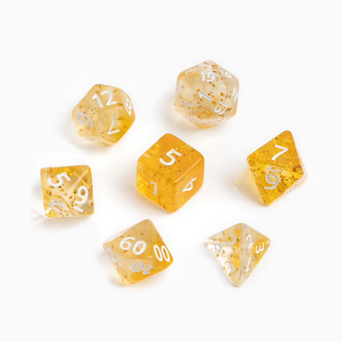 Набор кубиков для D&D (Dungeons and Dragons, ДнД) "Время игры", серия: D&D, 7 шт, желтые