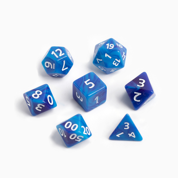 Набор кубиков для D&D (Dungeons and Dragons, ДнД) "Время игры", серия:D&D,7 шт, сине-голубые   98890