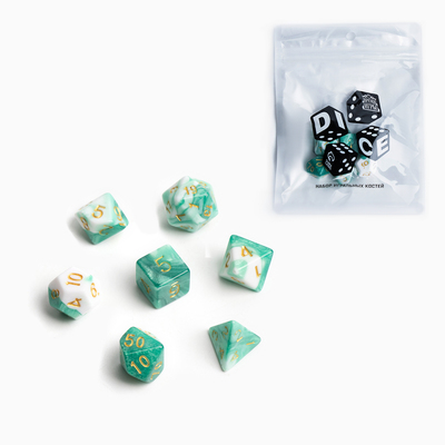 Кубики - дайсы для ДнД, набор 7 шт., мрамор
