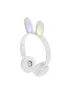 Наушники детские, беспроводные, накладные, с ушками зайца, Y08R, Bluetooth 5.1, с микрофоном, с подсветкой, 400 мАч, белые - Фото 5