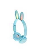 Наушники детские, беспроводные, накладные, с ушками зайца, Y08R, Bluetooth 5.1, с микрофоном, с подсветкой, 400 мАч, синий - Фото 5