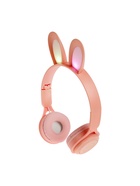 Наушники детские, беспроводные, накладные, с ушками зайца, Y08R, Bluetooth 5.1, с микрофоном, с подсветкой, 400 мАч, розовые - Фото 5