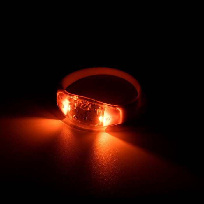 Светодиодный браслет оранжевый батарейки CR2016х2, свечение оранжевое - фото 1899230870