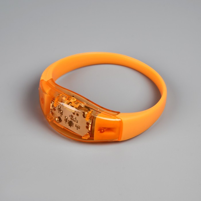 Светодиодный браслет оранжевый батарейки CR2016х2, свечение оранжевое - фото 1899230873