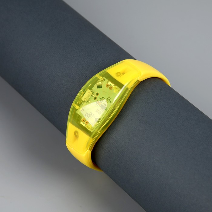 Светодиодный браслет жёлтый, батарейки CR2016х2, свечение жёлтое - фото 1899230877