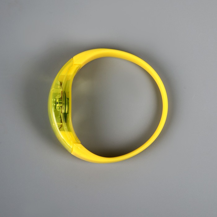 Светодиодный браслет жёлтый, батарейки CR2016х2, свечение жёлтое - фото 1899230878