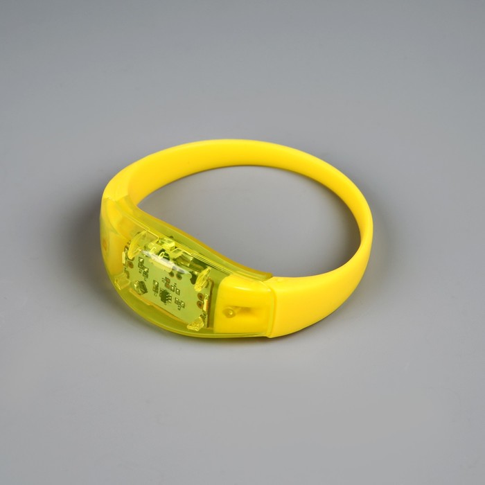 Светодиодный браслет жёлтый, батарейки CR2016х2, свечение жёлтое - фото 1899230879