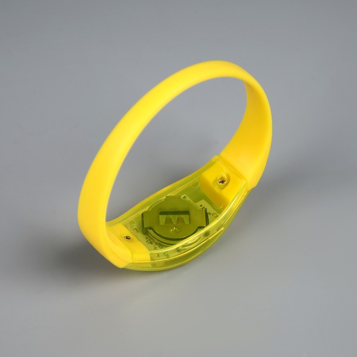 Светодиодный браслет жёлтый, батарейки CR2016х2, свечение жёлтое - фото 1899230880