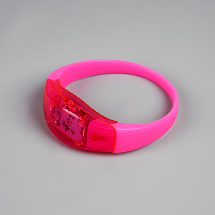 Светодиодный браслет розовый, батарейки CR2016х2, свечение розовое - фото 1900704588